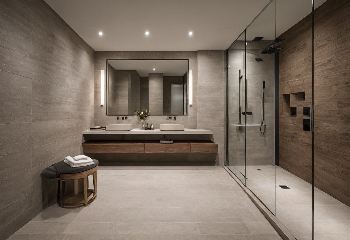 Which stone slip ratings are suitable for a high-end wet room floor planning reference for High-End Bathroom Wet Room Planning: Drain Slope, Stone Slip Ratings, and Bench
